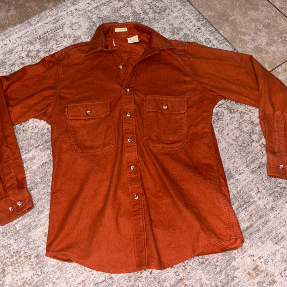 Men's Casual Button Down Shirt in Rust